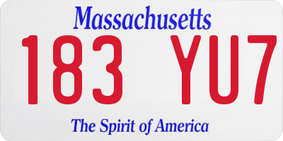 MA license plate 183YU7