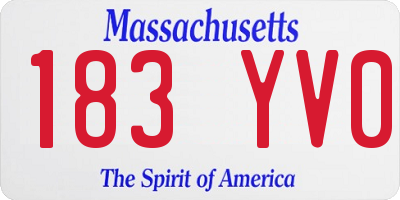 MA license plate 183YV0