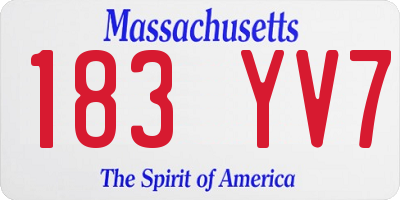 MA license plate 183YV7