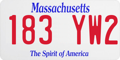 MA license plate 183YW2