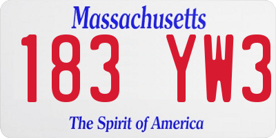 MA license plate 183YW3