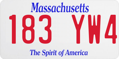 MA license plate 183YW4