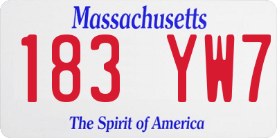 MA license plate 183YW7