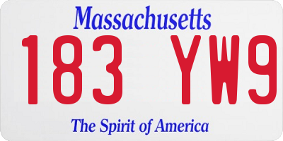 MA license plate 183YW9