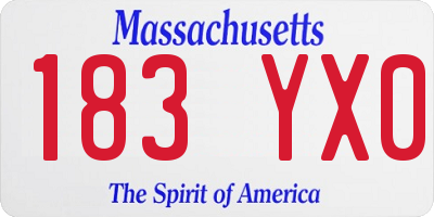 MA license plate 183YX0