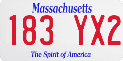 MA license plate 183YX2