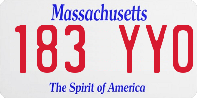 MA license plate 183YY0