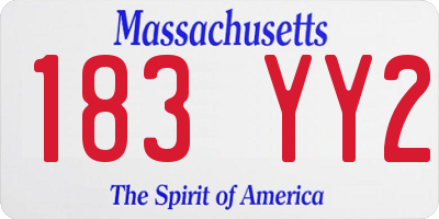 MA license plate 183YY2