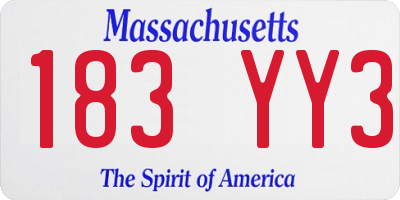 MA license plate 183YY3