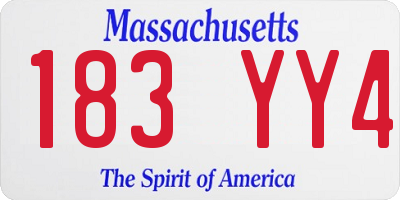 MA license plate 183YY4