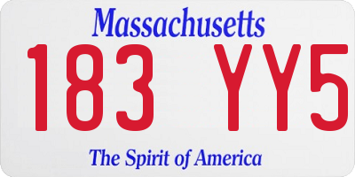 MA license plate 183YY5