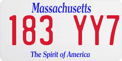 MA license plate 183YY7