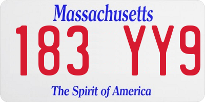 MA license plate 183YY9