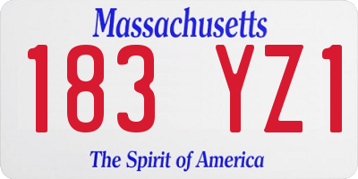 MA license plate 183YZ1
