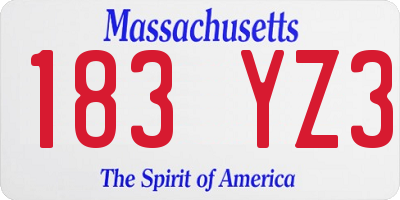 MA license plate 183YZ3