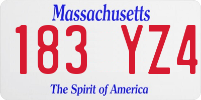 MA license plate 183YZ4