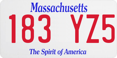 MA license plate 183YZ5