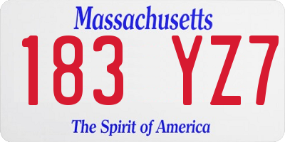 MA license plate 183YZ7