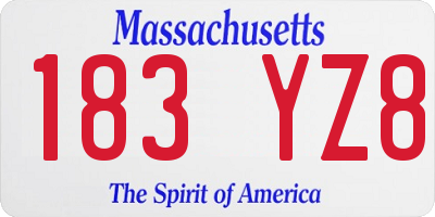MA license plate 183YZ8