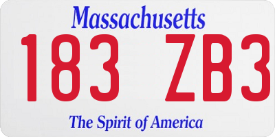 MA license plate 183ZB3