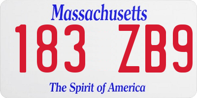 MA license plate 183ZB9