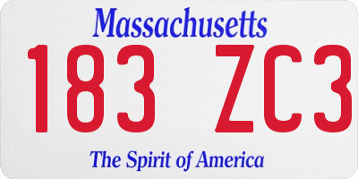 MA license plate 183ZC3