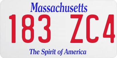 MA license plate 183ZC4