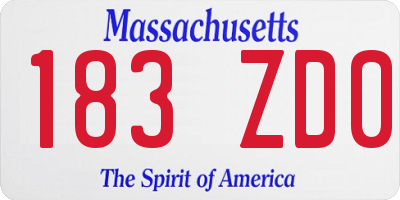 MA license plate 183ZD0