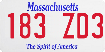 MA license plate 183ZD3