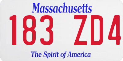 MA license plate 183ZD4