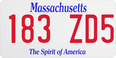 MA license plate 183ZD5