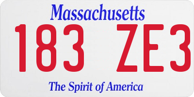 MA license plate 183ZE3