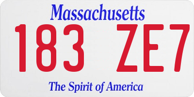 MA license plate 183ZE7