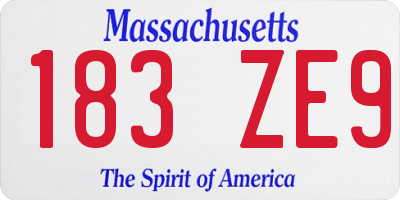 MA license plate 183ZE9