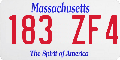 MA license plate 183ZF4