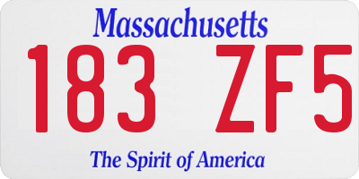 MA license plate 183ZF5