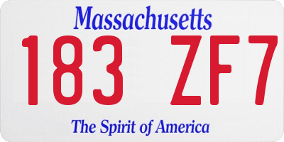 MA license plate 183ZF7