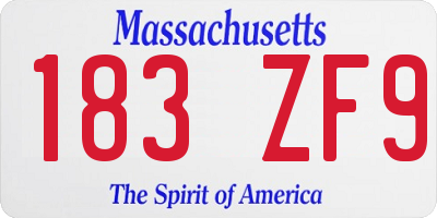 MA license plate 183ZF9