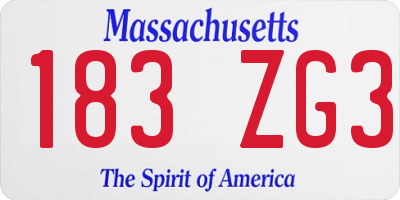 MA license plate 183ZG3