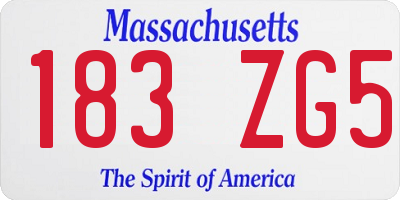 MA license plate 183ZG5