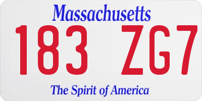 MA license plate 183ZG7