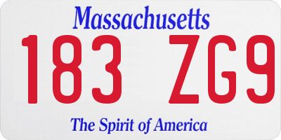 MA license plate 183ZG9