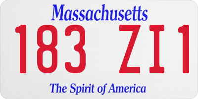 MA license plate 183ZI1