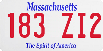 MA license plate 183ZI2