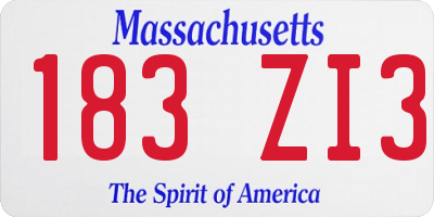 MA license plate 183ZI3