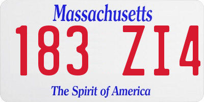 MA license plate 183ZI4