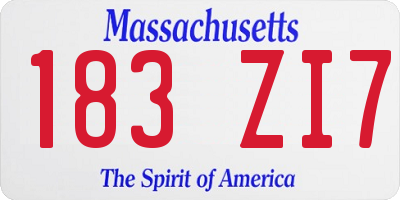 MA license plate 183ZI7