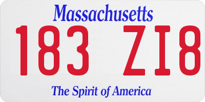 MA license plate 183ZI8