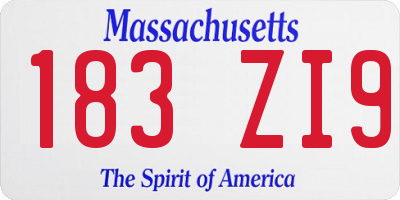MA license plate 183ZI9