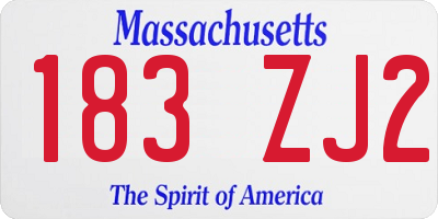 MA license plate 183ZJ2